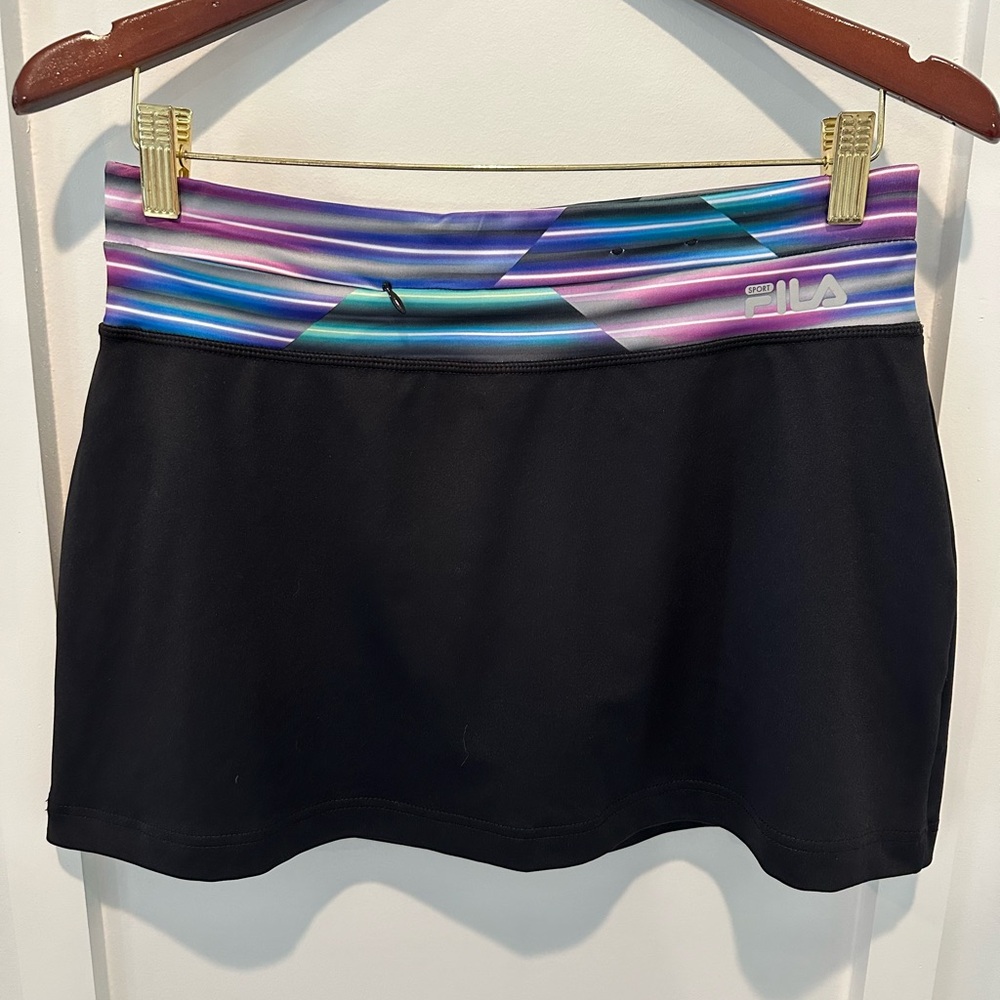 Fila Black Skirt with Vibrant Striped Waistband
